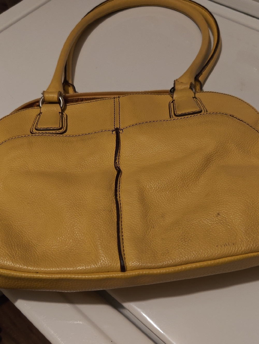 Classic Yellow Leather Tote Handbag